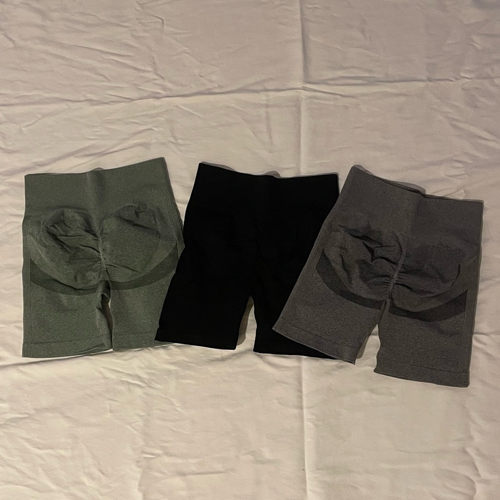 New! Women's 3 Piece Butt Lifting Yoga Workout High Waist Tummy Control Shorts